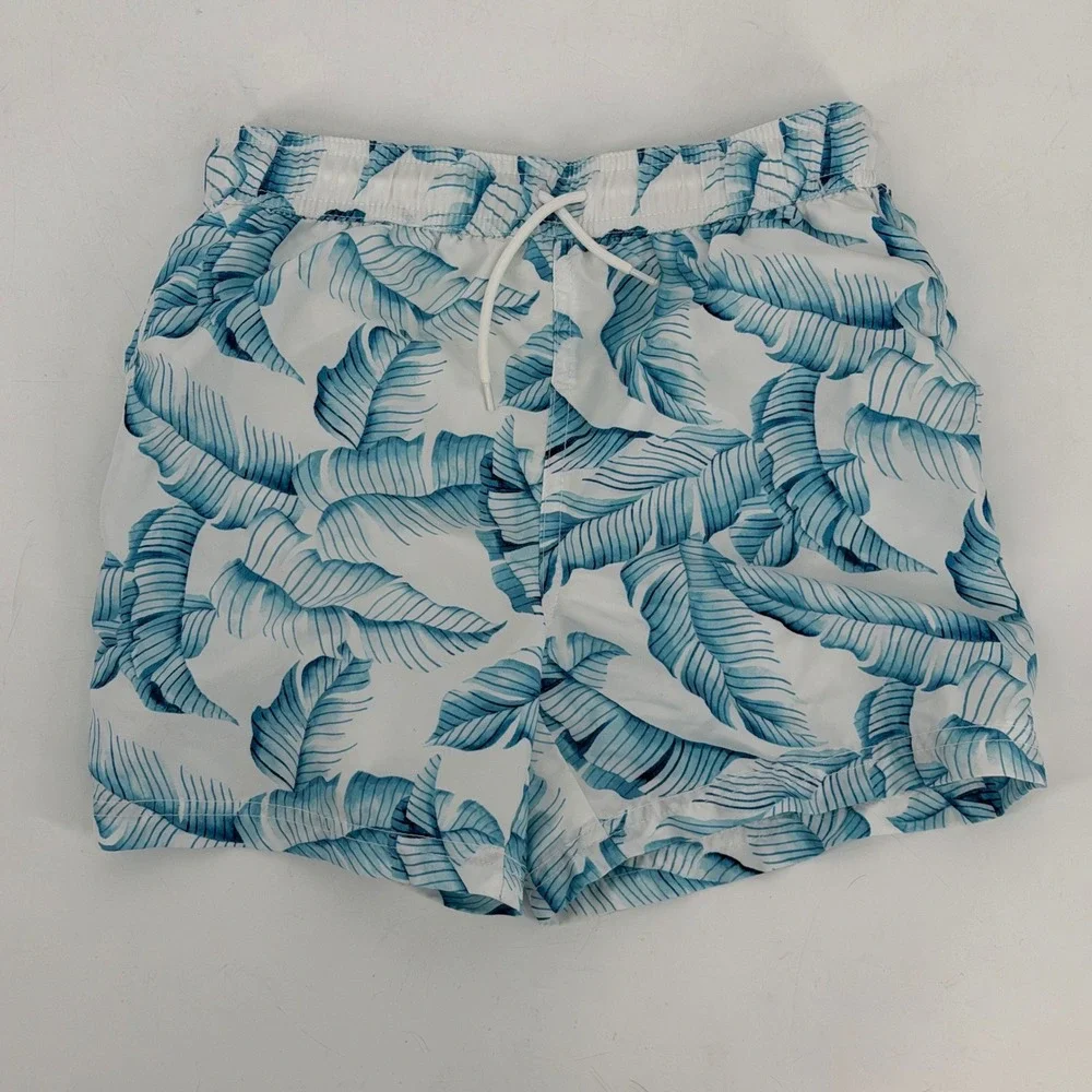 Janie and Jack Kids Swim Trunks Shorts‎ Size 8 Palm Leaf Print Elastic Waist